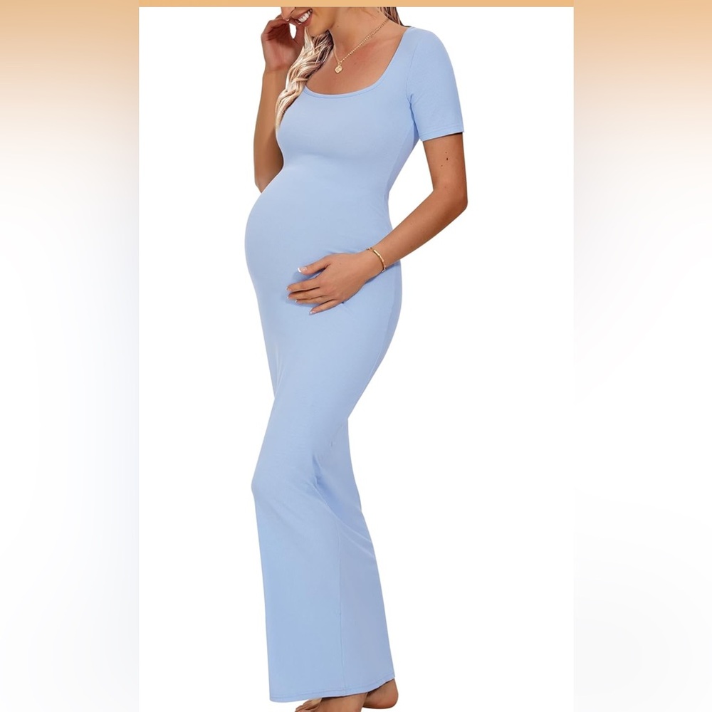 Baby Blue Ribbed Bodycon Maxi Dress - XL